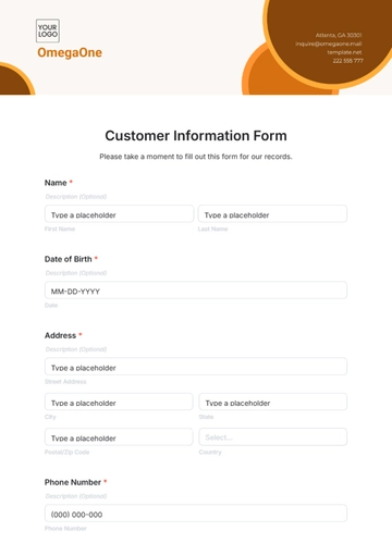 Free Customer Information Form Template to Edit Online