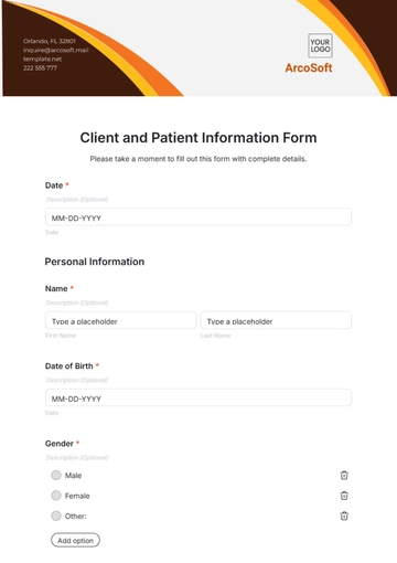 Free Client and Patient Information Form Template to Edit Online