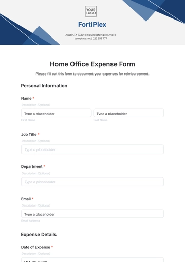 Free Home Office Expense Form Template to Edit Online