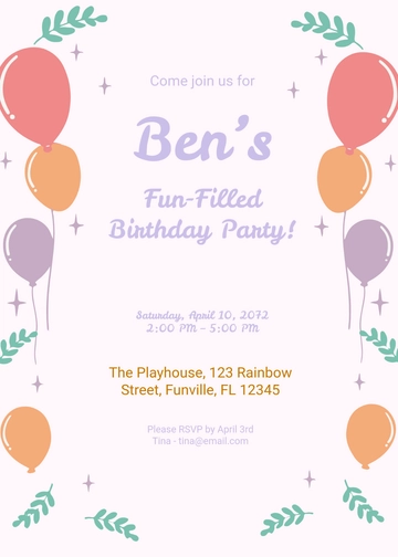 Free Colorful Party Event Invitation Template to Edit Online