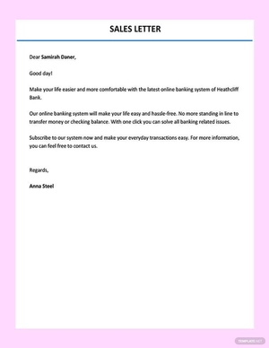 Sample Sales Letter Template