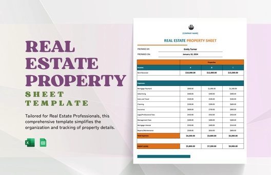 Real Estate Property Sheet Template