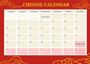 Free Chinese New Year Calendar Template to Edit Online