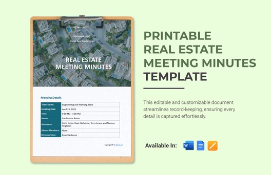 Printable Real Estate Meeting Minutes Template
