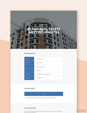 Blank Real Estate Meeting Minutes Template