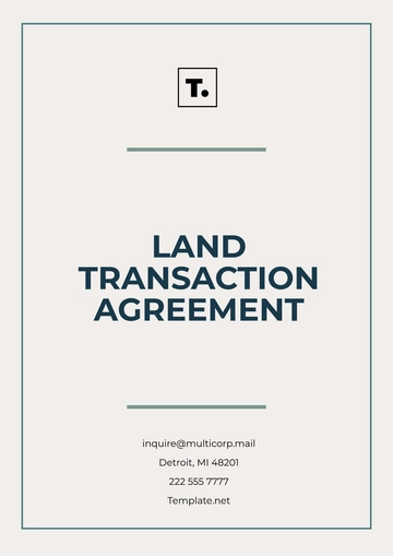 Free Land Transaction Agreement Template to Edit Online