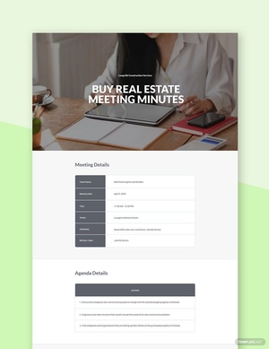 Buy Real Estate Meeting Minutes Template