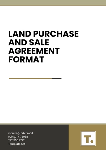 Free Land Purchase and Sale Agreement Format Template to Edit Online