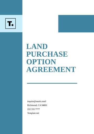 Free Land Purchase Option Agreement Template to Edit Online