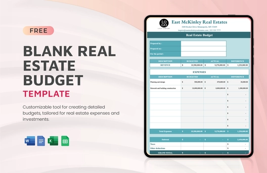 Blank Real Estate Budget Template