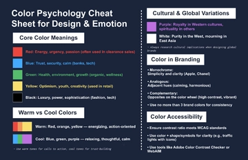 Free Color Psychology Cheatsheet Template to Edit Online