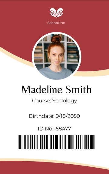 Free Student ID Card with Barcode Template to Edit Online