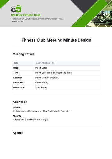 Free Fitness Club Meeting Minute Design Template to Edit Online