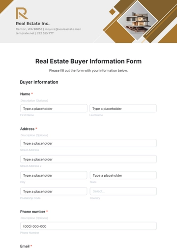 Free Real Estate Buyer Information Form Template to Edit Online