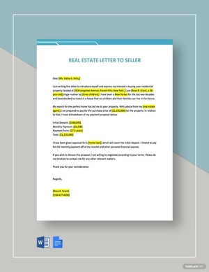 Real Estate Letter To Seller