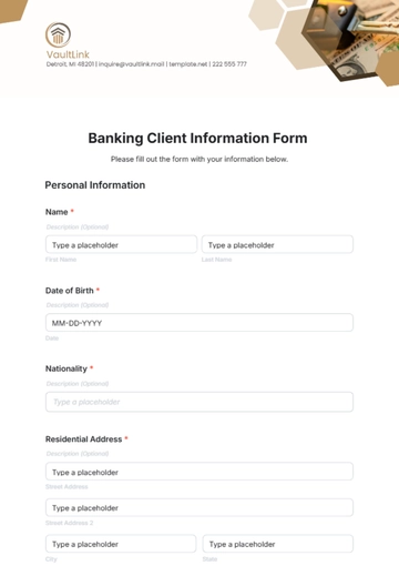 Free Banking Client Information Form Template to Edit Online