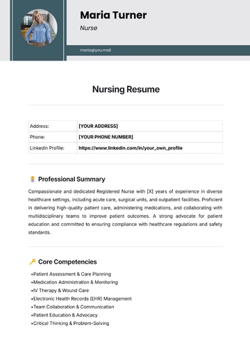 Free Nursing Resume Template to Edit Online