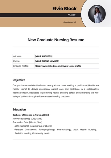 Free New Graduate Nursing Resume Template to Edit Online