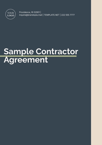 Free Sample Contractor Agreement Template to Edit Online