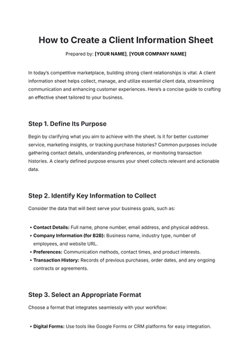 Free How to Create a Client Information Sheet to Edit Online