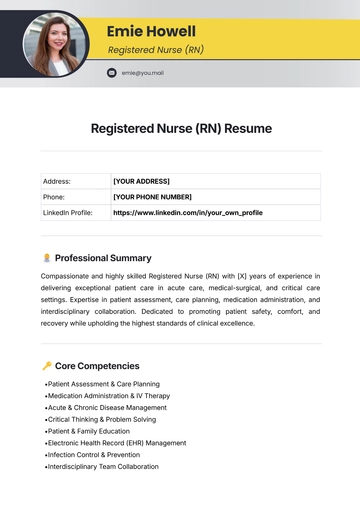 Free Registered Nurse (RN) Resume Template to Edit Online
