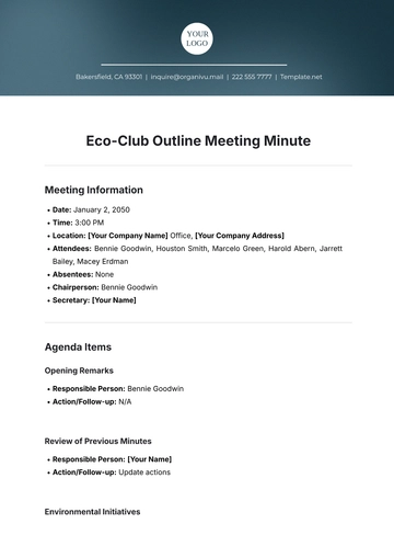 Free Eco-Club Outline Meeting Minute Template to Edit Online