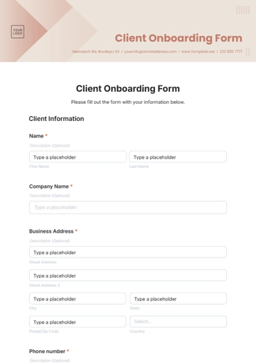 Free Client Onboarding Form Template to Edit Online