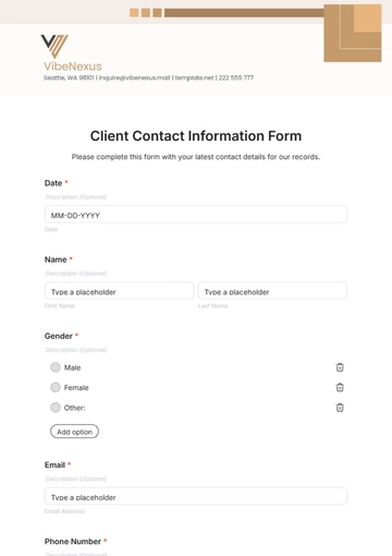 Free Client Contact Information Form Template to Edit Online