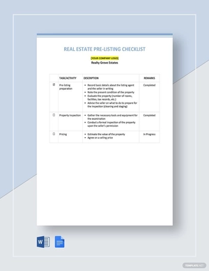 Real Estate Pre-Listing Checklist Template