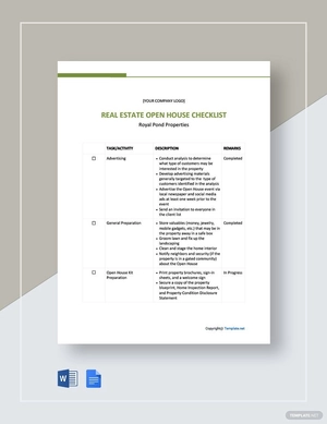 Real Estate Open House Checklist Template