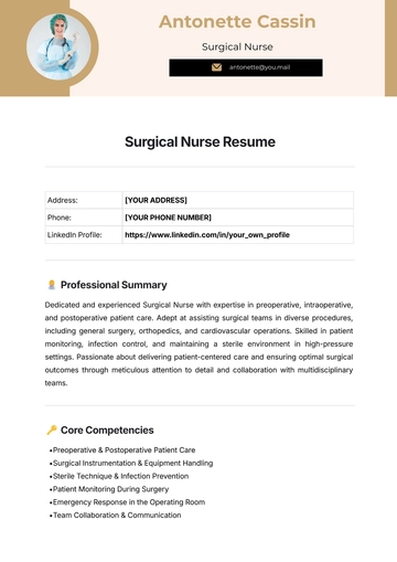 Free Surgical Nurse Resume Template to Edit Online