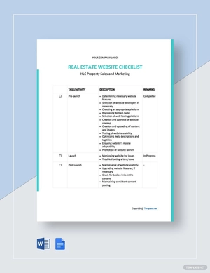 Real Estate Website Checklist Template