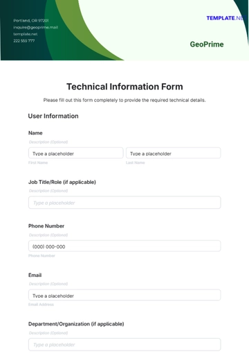 Free Technical Information Form Template to Edit Online