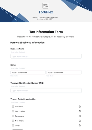Free Tax Information Form Template to Edit Online