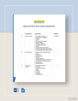 Real Estate Site Visit Checklist Template