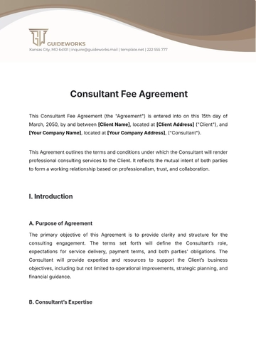 Free Consultant Fee Agreement Template to Edit Online