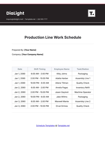 Free Production Line Work Schedule Template to Edit Online