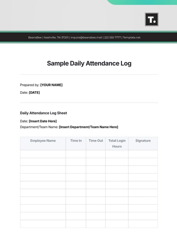Free Sample Daily Attendance Log Template to Edit Online