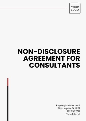 Free Non-Disclosure Agreement for Consultants Template to Edit Online