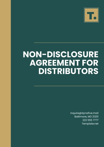 Free Non-Disclosure Agreement for Distributors Template to Edit Online