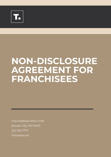 Free Non-Disclosure Agreement for Franchisees Template to Edit Online