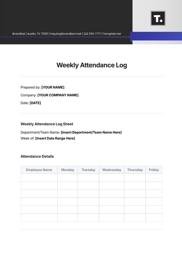 Free Weekly Attendance Log Template to Edit Online