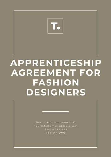 Free Apprenticeship Agreement for Fashion Designers Template to Edit Online