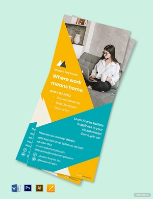 Modern Work From Home Rack Card Template