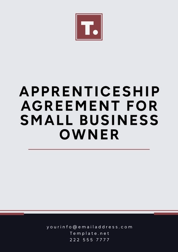 Free Apprenticeship Agreement for Small Business Owners Template to Edit Online