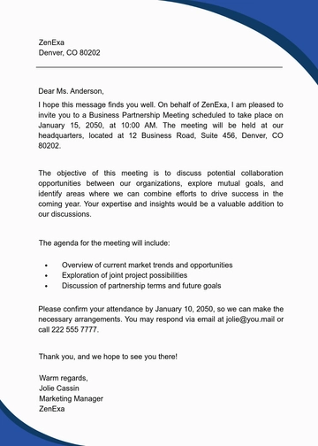Free Business Invitation Letter Template to Edit Online