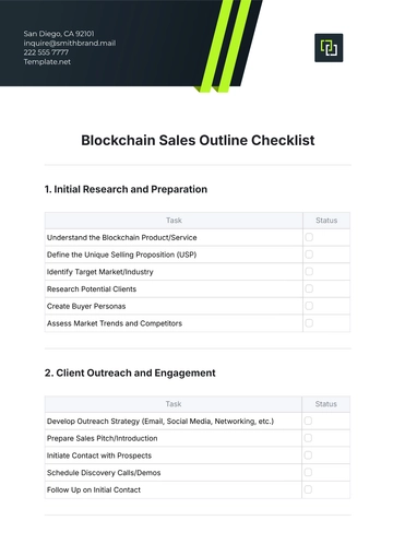 Free Blockchain Sales Outline Checklist Template to Edit Online