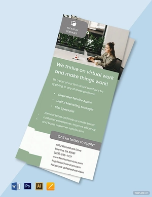 Work From Home Hiring Rack Card Template