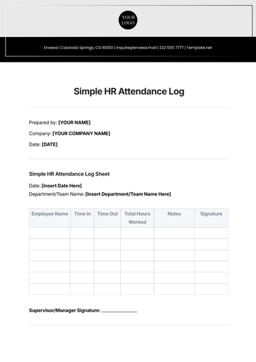 Free Simple HR Attendance Log Template to Edit Online