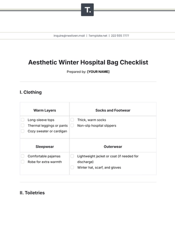Free Aesthetic Winter Hospital Bag Checklist Template to Edit Online